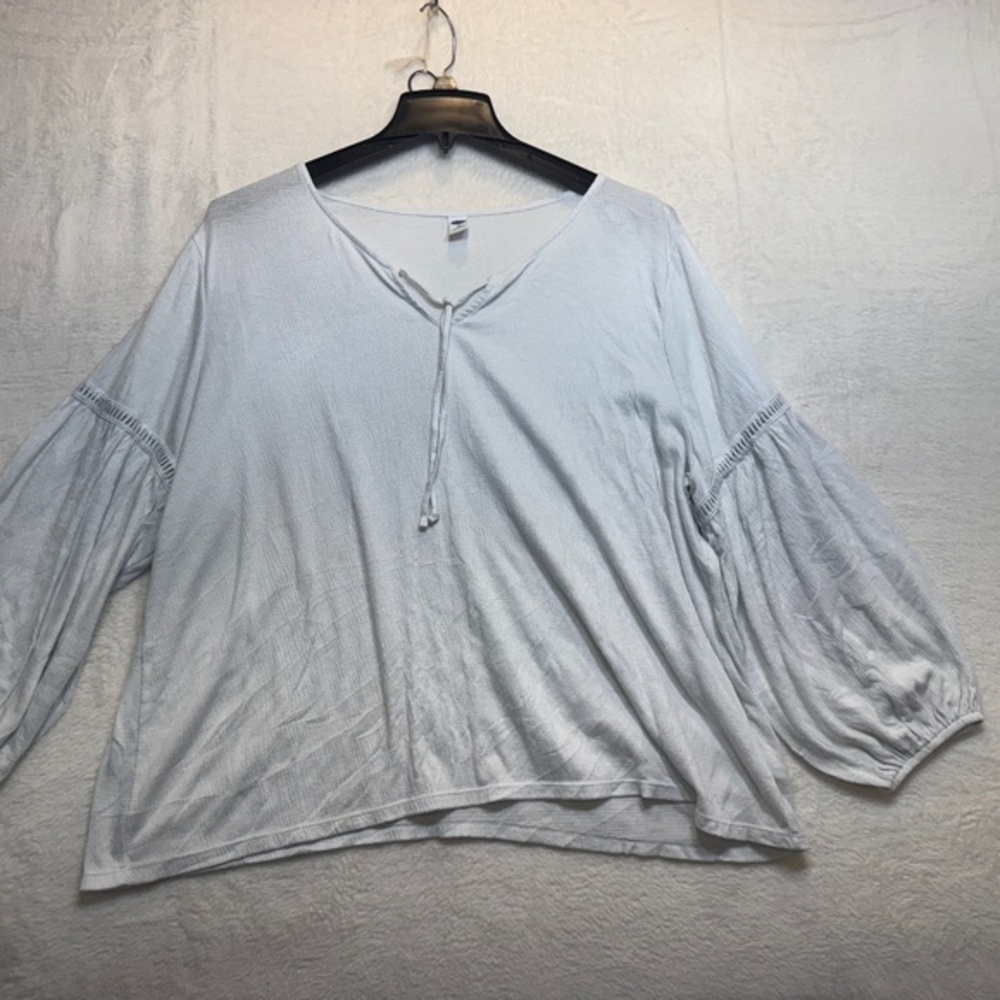 Old Navy Peasant Shirt Womens Size XL White Cottagecore Bell Sleeve Cotton